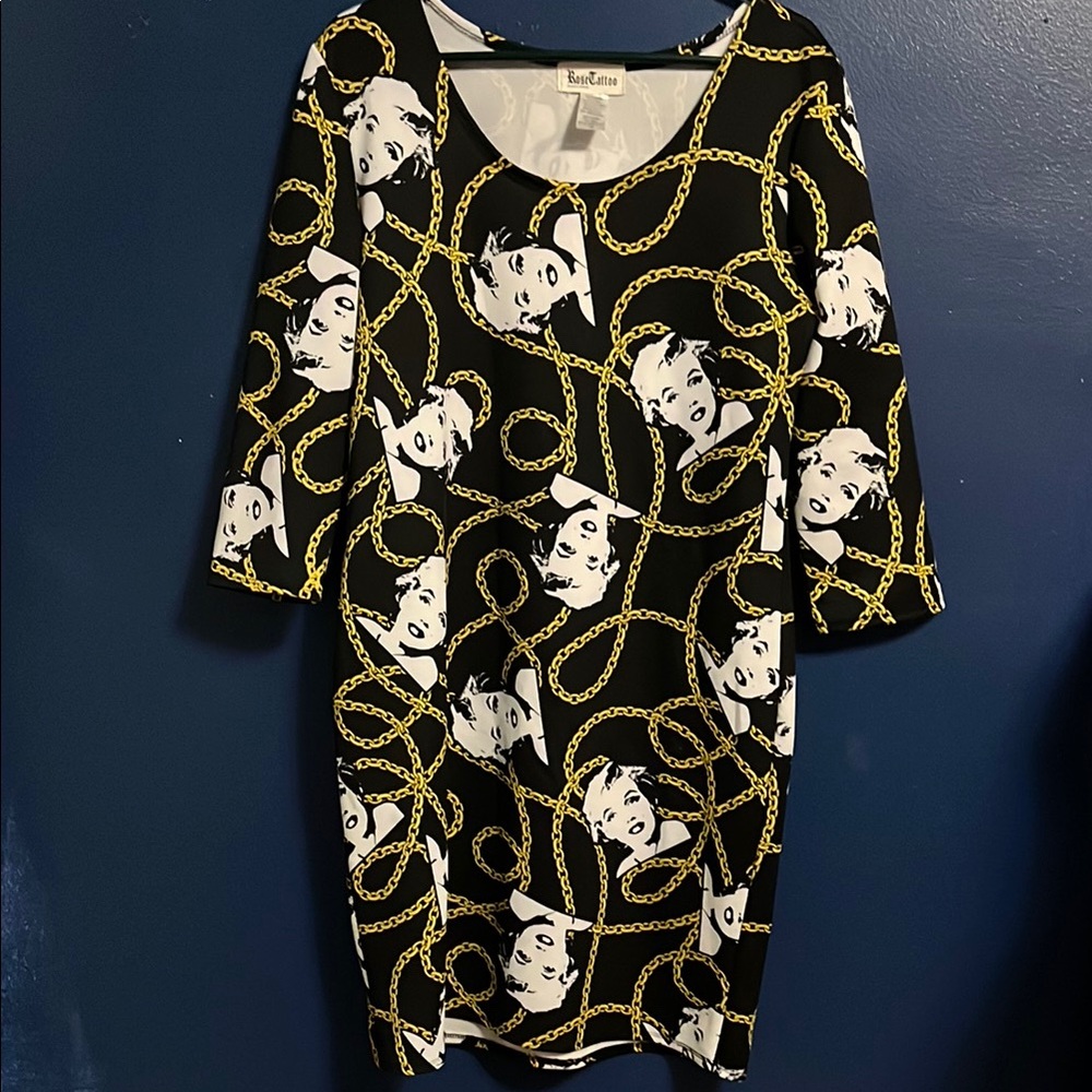 Rose Tattoo Marilyn Monroe Print Dress